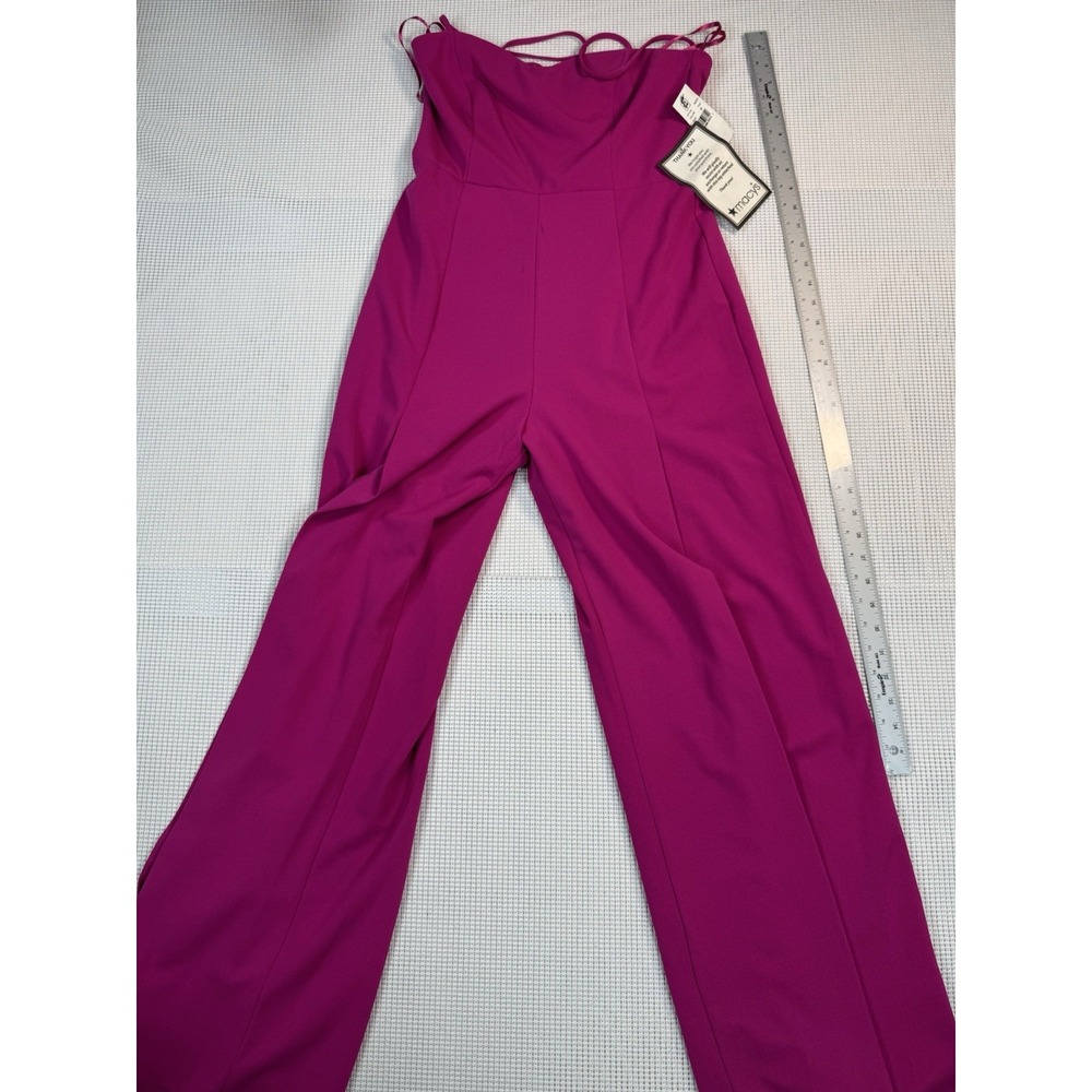 Bebe Pink Jumpsuit Womens Medium Wide Leg Spaghetti Strap Fuchsia NWT Read